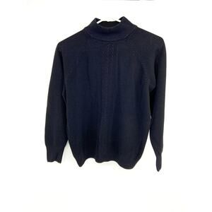Maggie Lawrence Turtleneck Pullover Sweater Black Long Sleeve Knit Cozy Size S